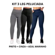 kit 3 calça legging flanelada peluciada feminina costura reforçada suplex