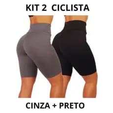 kit 2 bermuda legging suplex ciclista lisa feminina cintura alta academia não fica transparente