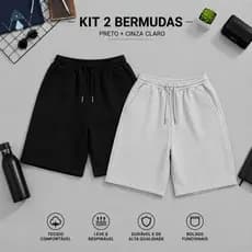 kit 2 bermuda shorts moletom masculino academia com cordão mauricinho shorts praia do P ao GG casual