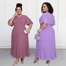 Vestido Longo Plus Size Evangélicas Saia Plissado Casual