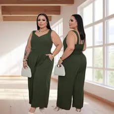 Macacão Feminino Plus Size Estilo Oversized Feminino Casual