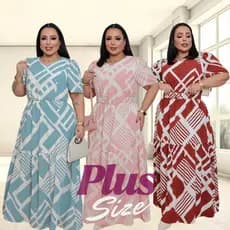 Vestido Plus Size Longo Feminino Estampado Com Cinto Manga Princesa Moda Evangélica Casual Modesto