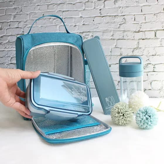Conjunto Bolsa Térmica C/ Bolsos e Pote de Marmita, Garrafa 430 ml e Porta Talheres - Jacki Design