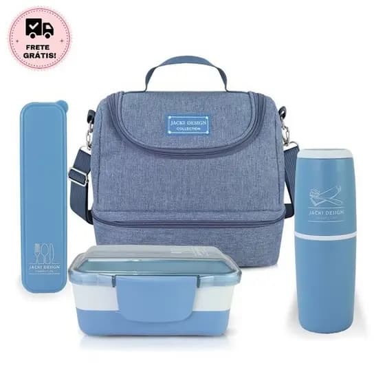 Kit Fitness Coleção Joy  Contêm Bolsa Térmica com Marmita, Porta Escova e Porta Talher  Jacki Design
