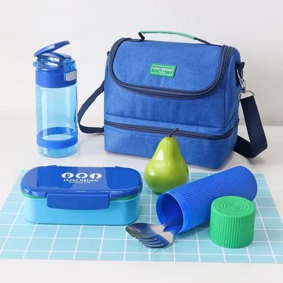 Conjunto Lancheira térmica, Pote p/ lanche com garrafa e Porta Acessórios Multi-uso - Jacki Design