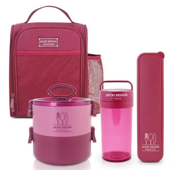 Conjunto da Linha Joy com Bolsa térmica, Porta talher, Pote de Marmita 2 Andares e Garrafa 430ml