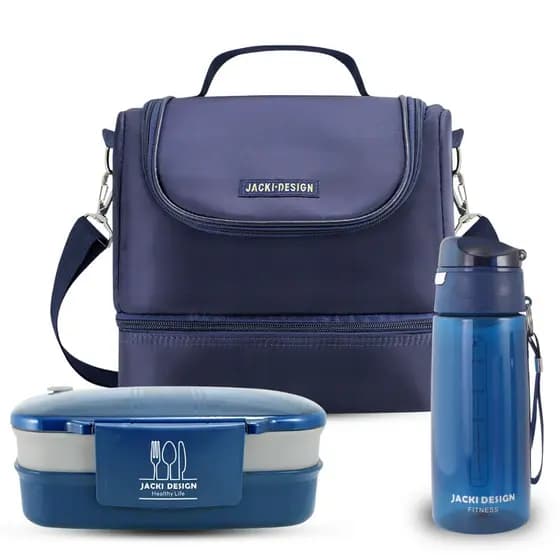Kit Fitness Bolsa Térmica c/ 2 compartimentos e Pote de Marmita 2 Andares com Garrafa 700 ml