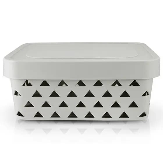 Cesto Organizador Plástico Com Tampa Decorativo Jacki Design