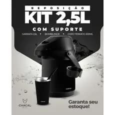 Kit Tereré Chacal 2,5L – Garrafa Térmica, Copo Inox 200ml e Bomba Inox | Lançamento
