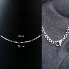 Corrente masculino inox 316L prateado grumet  fígaro inoxidável cordão aço masculina banhado 3mm elo1x1 fígaro colar 60 cm prata feminino