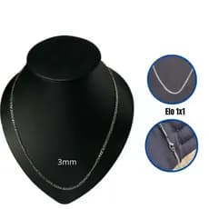 Corrente aço inox inoxidável masculino prateado grumet cordão aço cirúrgico316L prata masculina banhado 3mm elo1x1 fígaro colar 60 cm