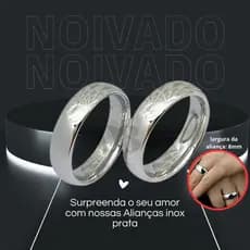Aliança de namoro prata lisa inox 8mm grossa anel de compromisso namoro alianca noivado inoxidável antialérgica anatômica