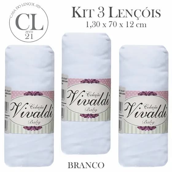 3 Lençol De Berço com Elástico Malha Americano 100% Algodão