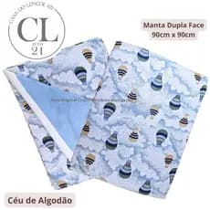 Manta Dupla Face 90x90 cm Bebê 100% Algodão Menino