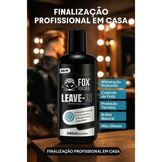 Leave-in Profissional 240ml Uso Diário Proteção Térmica Fox For Men