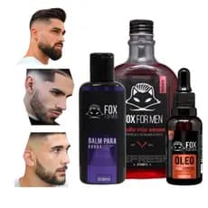 Kit Cuidado C/ A Barba Masculina Balm Loção Óleo Fox For Men