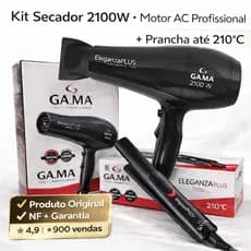 Kit Secador GA.MA 2100W e Prancha Eleganza 210°C - Original-com NF e Garantia