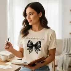 blusa Feminina Off White com Laço Camiseta Chic Confortável premium