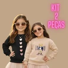 kit 2 Moletom Ursinho Streetwear Blusa De Frio infantil  Gola Careca Algodão Premium Bege