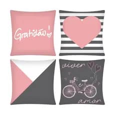 Kit com 4 Capas Decorativa para Almofada DECORATIVAS- LINDAS