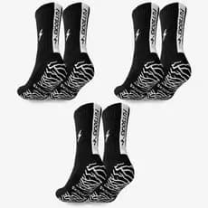 Kit 3 Pares meias FUTSOCKS THUNDERGRIP Esportes de Proteção de FUTEBOL de Compressão Respirável Masculina antiderrapante