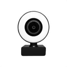 Webcam Premium Full HD 2K Oex W300 Com Mini Ring Light Touch Microfone Embutido USB PC Notebook