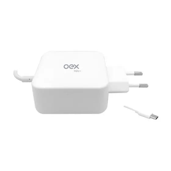 Fonte Carregador Turbo 65W Oex CG204 Tipo C Para Notebook Macbook e Celular Bivolt Automático