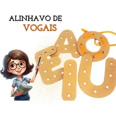 Rêf 065 - Jogo Pedagógico Alinhavo de VOGAIS Brinquedos Educativos Sensorial Autismo - Didático Alfabeto Autista