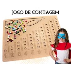 Rêf. 080 - Brinquedos Educativos Jogo Contagem de Matemática + Pinça - Cognitivo madeira mdf, jogo tabuleiro pedagógico didático, alfabeto, cubo magico, Montessori, autista atividade educativa sensorial, desenvolvimento da criança, Coordenação motora