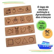 Rêf 053 - Brinquedos Educativos Jogo de encaixe didático em Mdf - Cognitivo madeira, jogo tabuleiro pedagógico didático, alfabeto, cubo magico, Montessori, autista atividade educativa sensorial, desenvolvimento da criança, Coordenação motora fina