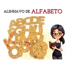 Rêf 064 - Jogo Pedagógico Alinhavo de ALFABETO Brinquedos Educativos Sensorial Autismo - Madeira, mdf