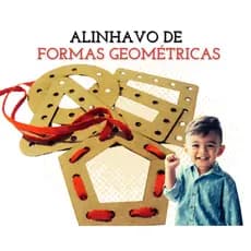 Rêf 075 - Jogo Pedagógico Alinhavo de FORMAS GEOMÉTRICAS Brinquedos Didáticos Educativos de madeira Montessori Sensorial