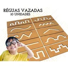 Kit 10 Réguas Vazadas Jogo Pedagógico Brinquedos Educativos Sensorial Autismo
