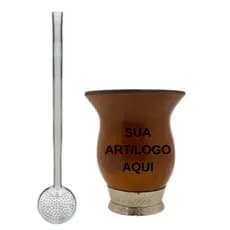 Cuia de chimarrão Personalizada Pé de metal + bomba