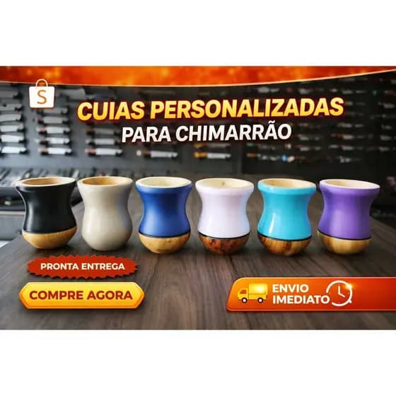 Cuia Artesanal de madeira Colorida personalizada com logo nome foto