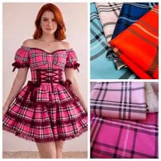 CREPINHO- XADREZ 4- QUADRICULADO COLORIDO PARA ROUPA FEMININA E INFANTIL E PARA FESTA JUNINA