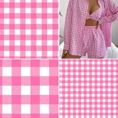CREPINHO- XADREZ 26 -BARBIE ROSA 3 TAMANHOS 1cm, 2cm e 3,5 cm PARA ROUPAS FEMININAS, TOALHAS, LENÇOS, ROUPA INFANTIL