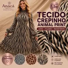 CREPINHO -  ANIMAL PRINT ONÇA- TIGRE, ONCINHA INSPIRAÇÃO ZEBRA ZEBRINHA COBRA GIRAFA