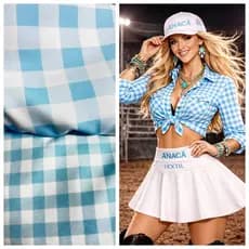 CREPINHO - XADREZ 19- AZUL BEBE EM 3 TAMANHOS de 1cm, 2cm e 3,5 cm IDEAL PARA ROUPAS FEMININAS, TOALHAS, LENÇOS