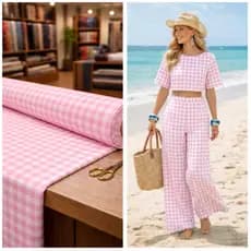 CREPINHO - XADREZ 21-  ROSA BEBÊ 3 TAMANHOS, 1cm, 2cm e 3,5 cm, IDEAL PARA ROUPAS FEMININAS, TOALHAS, LENÇOS