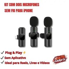 Microfone Lapela Original K9 iPhone Android Vlog Vídeo Live Celular Tipo C Lightning Profissional Cancelamento Ruído