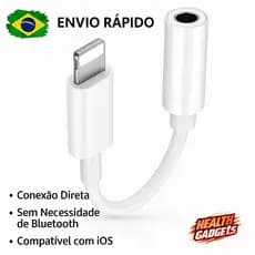Adaptador Lightning Para P2 3.5mm Kaidi Fone iPhone 15 14 13 12 11 Pro Max Cabo Auxiliar Som Original iOS