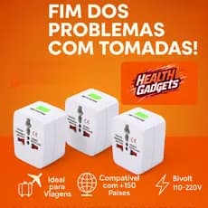 Adaptador de Tomada Internacional Bivolt para Mais de 150 Países