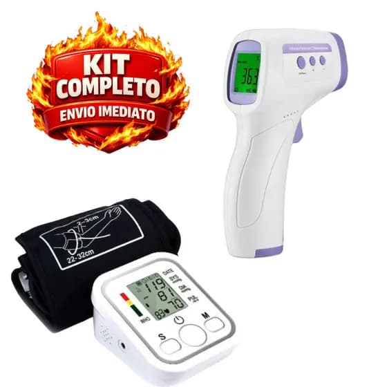 Kit Aparelho de Pressão com Voz + Termômetro Digital  - Monitoramento Completo e Prático