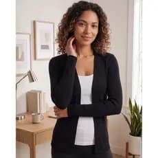 Cardigan feminino Tricot Canelado Básico Casaco Manga Longa Inverno Casual