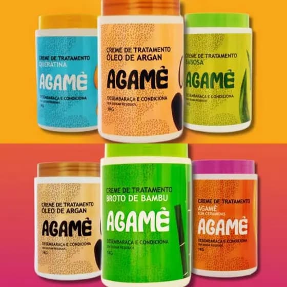 AGAMÊ COSMETICOS KIT 3 POTE 1KG CREME TRATAMENTO CAPILAR MASCARA HIDRATAÇÃO RESTAURAÇÃO CREME CABELO