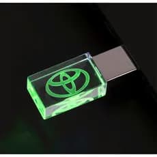 (Em Estoque) Cristal De Vidro Led Iluminação Toyota Logotipo Do Carro Usb 2.0 Flash Drive Gb 16 8gb Gb 64 32gb De Memória Pen Drive De Disko