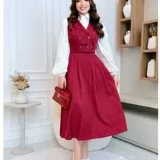 Conjunto Feminino Alfaitaria Colete e Saia Midi Moda Evangelica 4 botoes funcionais Conjunto Social