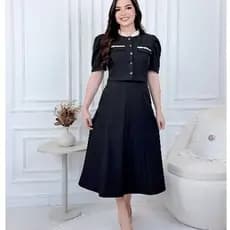 Conjunto feminino Elegante Alfaiataria Blusa + Saia Midi Feminino Moda Evangélica