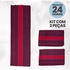 Jogo Kit Tapete e Passadeira Cozinha com 3 Peças Várias Cores Liso Listrado